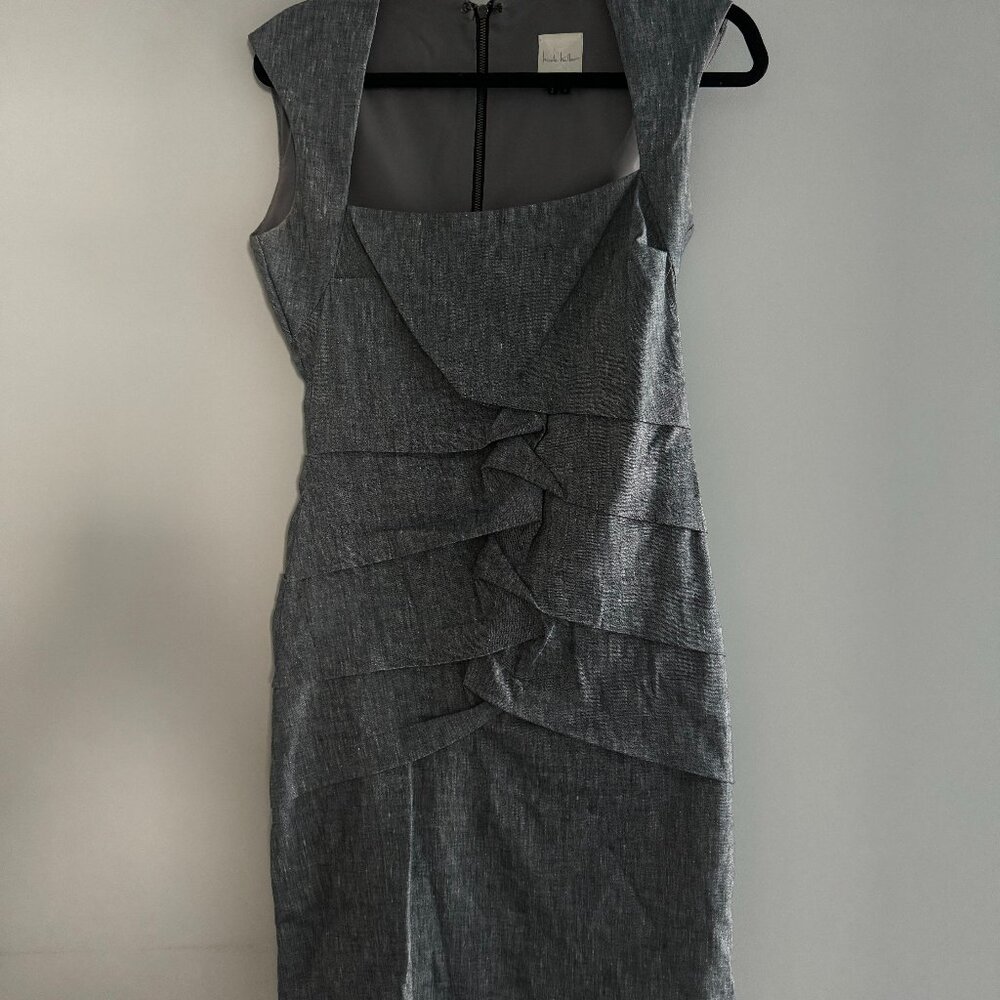 Nicole Miller Chambray Blue Linen Blend BodyCon Party Event Dress (size 6)